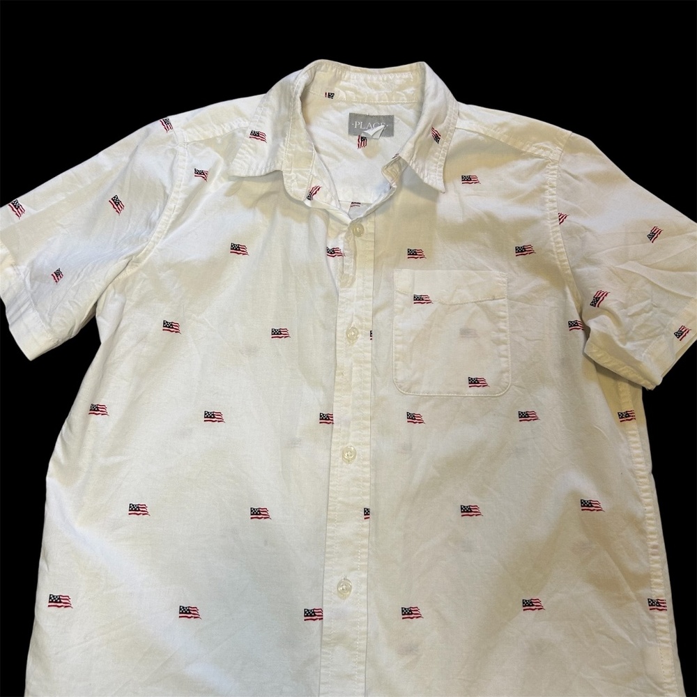 Girls/ Women's Place American Flag 100% Cotton Short Sleeve shirt size XL/14